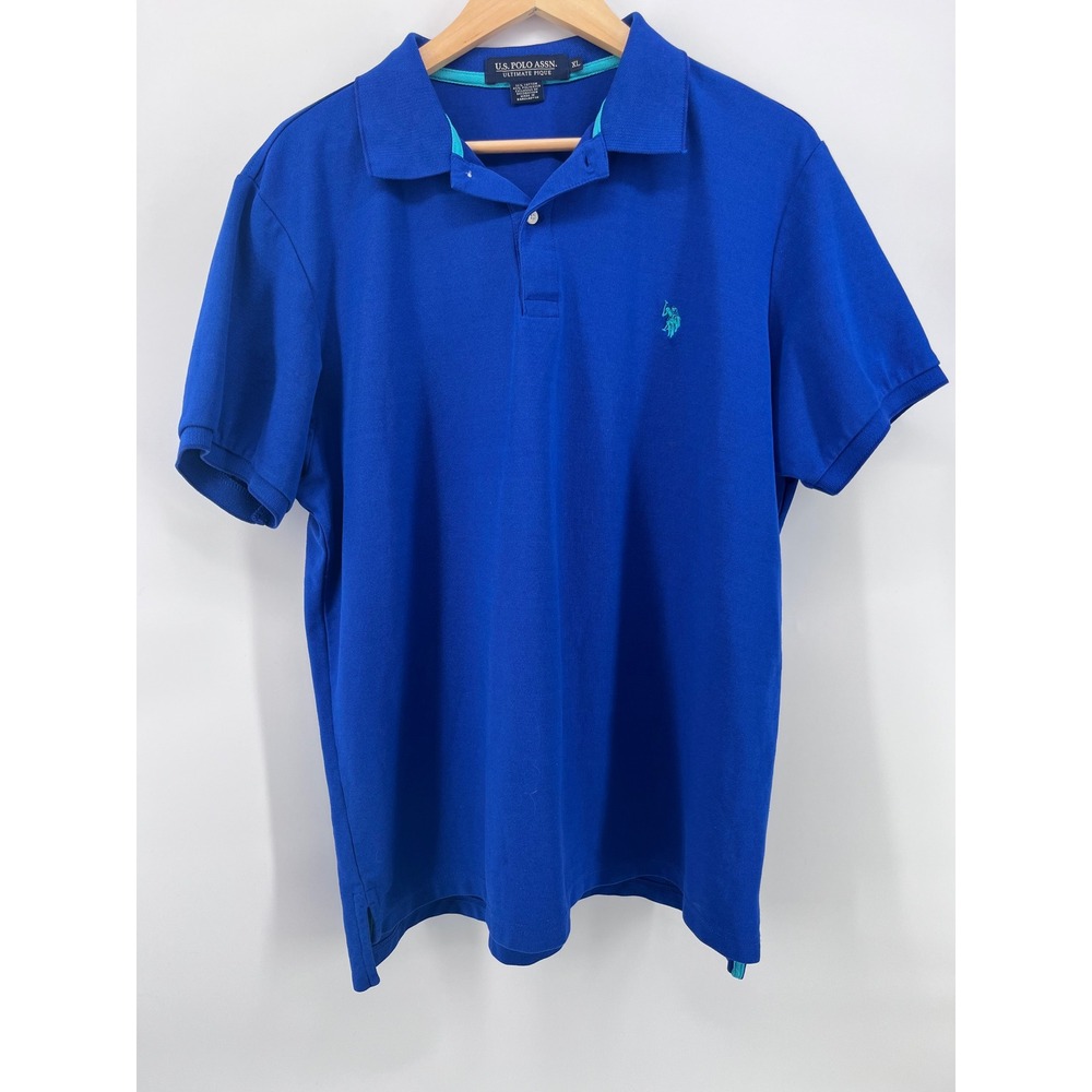 US Polo Assn Mens Ultimate Pique Polo Shirt Blue Teal Logo XL Preppy